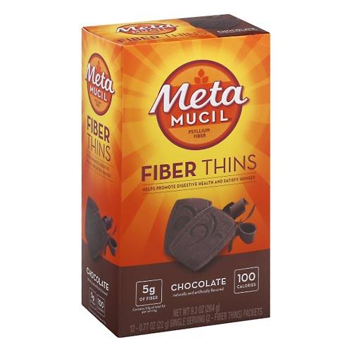 Image for Meta Mucil Fiber Thins, Chocolate, Packets,12ea from GREEN APPLE PHARMACY