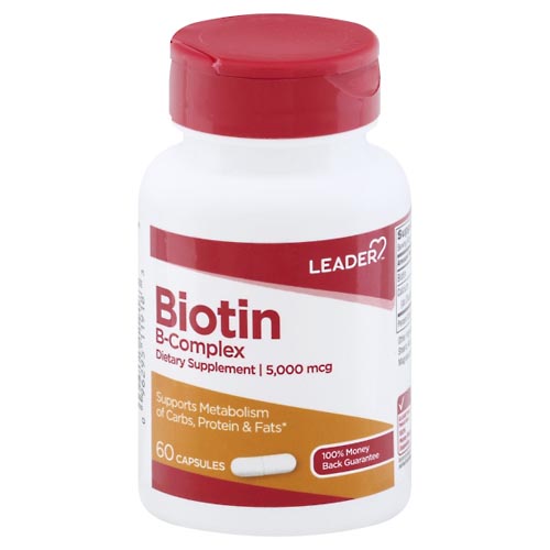 Image for Leader Biotin B-Complex, 5000 mcg, Capsules,60ea from GREEN APPLE PHARMACY