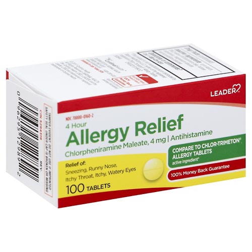 Image for Leader Allergy Relief, 4 Hour, 4 mg, Tablets,100ea from GREEN APPLE PHARMACY