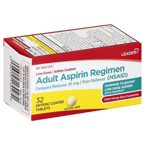 Image for Leader Aspirin Regimen, Adult, Enteric Coated Tablets,32ea from GREEN APPLE PHARMACY