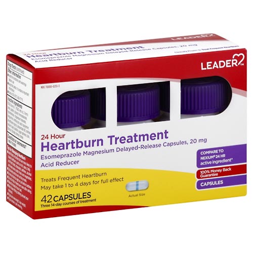 Image for Leader Heartburn Treatment, 24 Hour, Capsules,42ea from GREEN APPLE PHARMACY