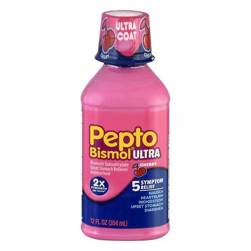Image for Pepto Bismol Upset Stomach Reliever/Antidiarrheal, Ultra, Cherry,12oz from GREEN APPLE PHARMACY