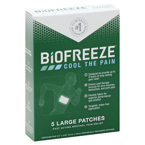 Image for Biofreeze Patches, Large,5ea from GREEN APPLE PHARMACY