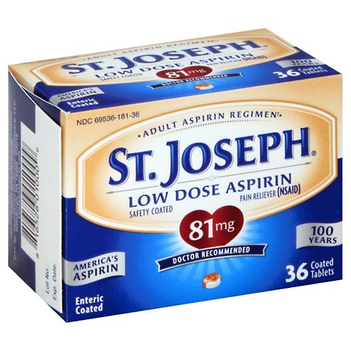 Image for St Joseph Aspirin, Low Dose, Coated Tablets,36ea from GREEN APPLE PHARMACY